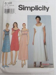 8768 McCalls Short Sleeve Pullover Empire Peasant Dress Lengths Pattern 12-16 Uncut